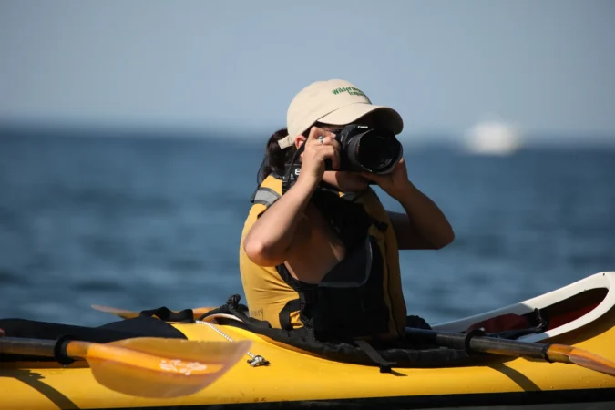 kayaker photographer in apostle islands