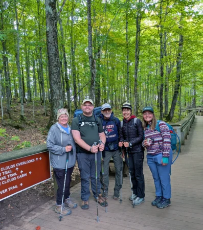 Hikers posing for picture in Porcupine Mountains